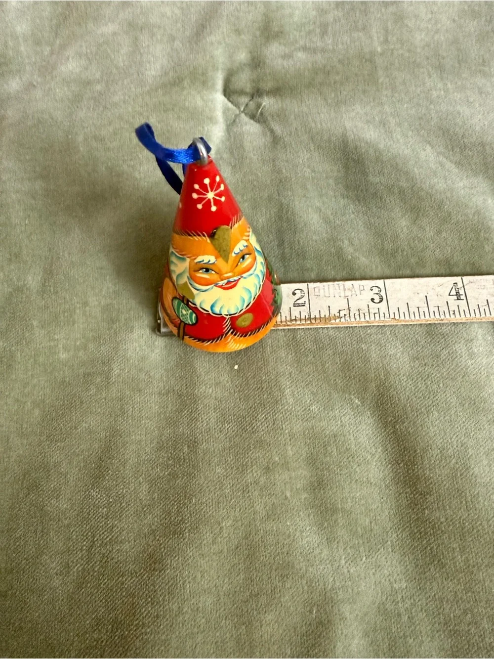 Vintage Hand-Painted Santa Cone Ornament in Red and Gold #8